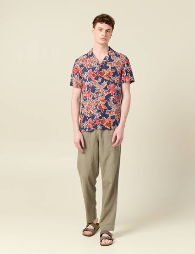 Chemise manches courtes bleu marine homme