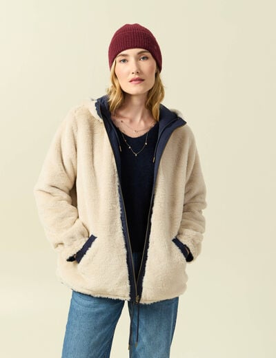 Parka r&eacute;versible bleu marine femme