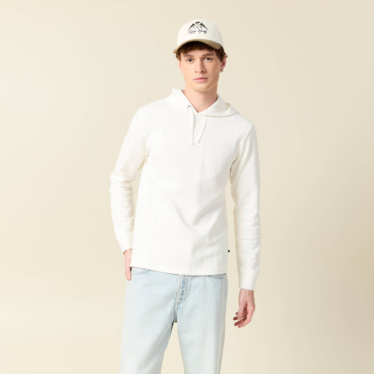 T-shirt à capuche ecru homme