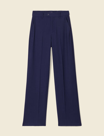 Pantalon city large à pinces bleu marine femme