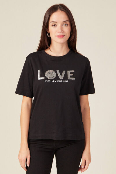 T-shirt SmileyWorld noir femme