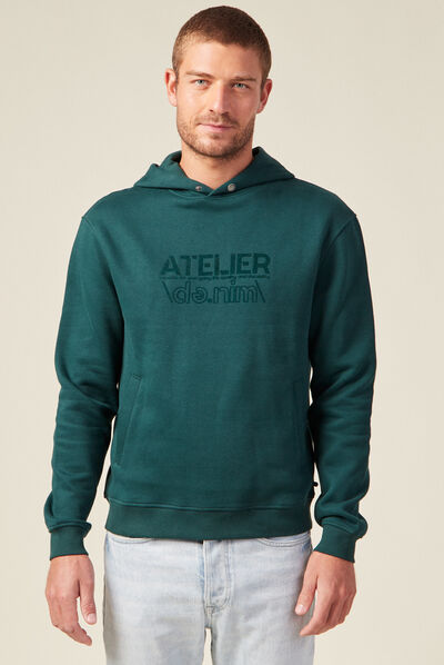 Sweat à capuche vert foncé homme