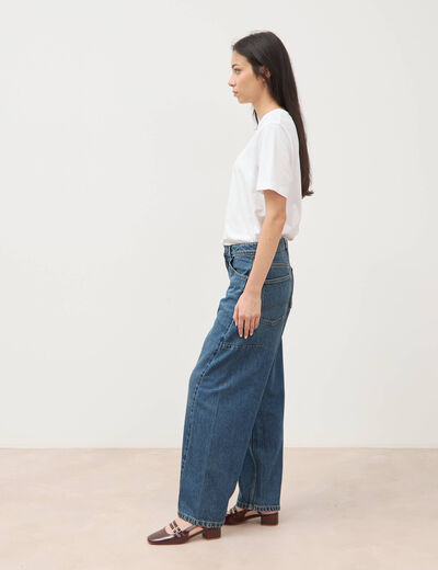 Jeans barrel taille standard bleu femme