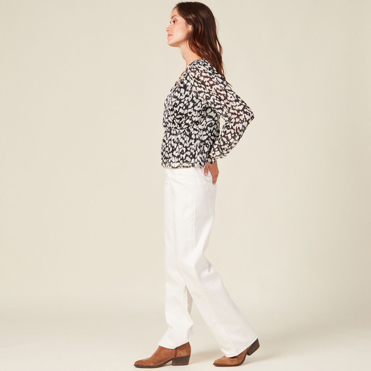 Blouse manches longues noir femme