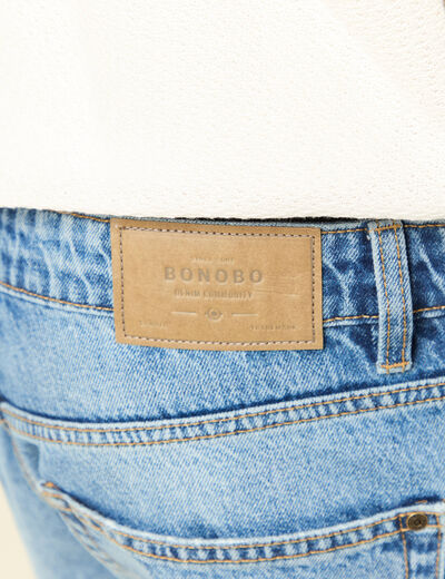 Jeans straight longueur 32 en coton denim stone homme