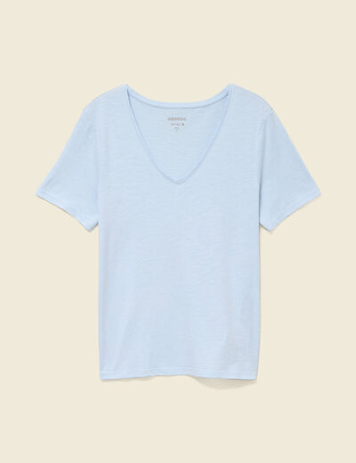 T-shirt manches courtes bleu ciel femme