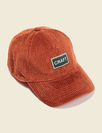 Casquette velours orange foncé homme