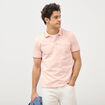 Polo cintr&eacute; en coton manches courtes rose poudr&eacute;e homme