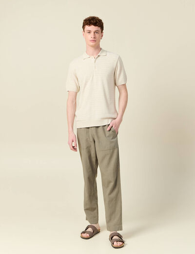 Polo manches courtes ecru homme