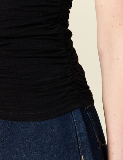 Bustier cropped côtelé noir femme