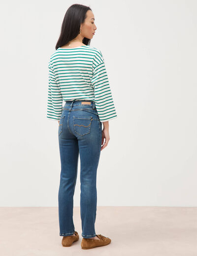 Jeans regular 7/8&egrave;me denim stone femme