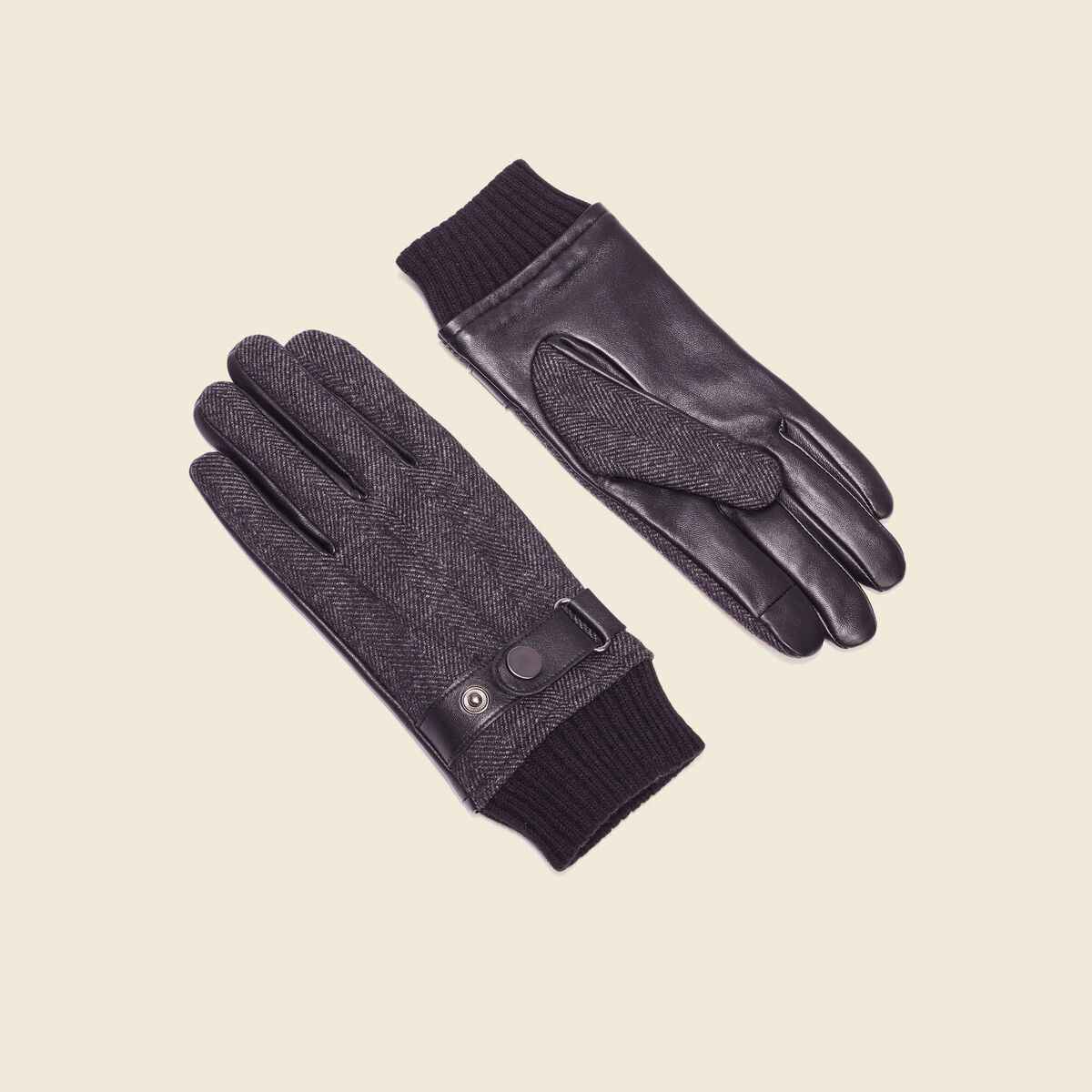 Gants en cuir noir homme