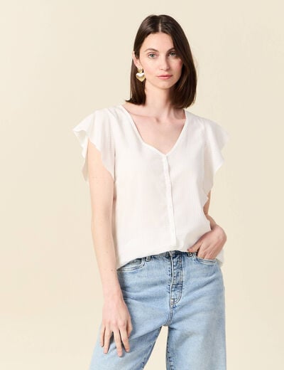 Blouse manches courtes blanc femme
