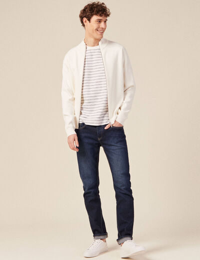 Gilet manches longues zippé ecru homme