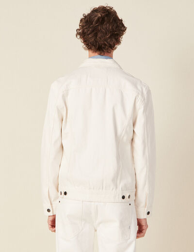 Veste droite boutonné en jean denim blanc homme