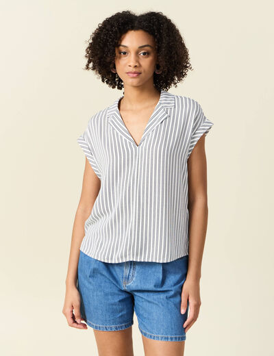 Blouse éco-responsable bleu foncé femme
