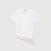 T-shirt droit col rond avec dentelle ecru femme
