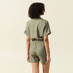 Combishort manches courtes vert kaki femme