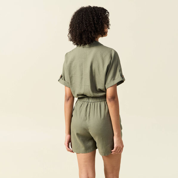Combishort manches courtes vert kaki femme