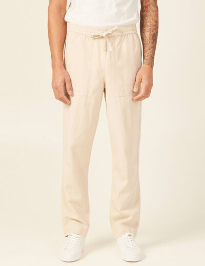 Pantalon chino à coulisse beige homme