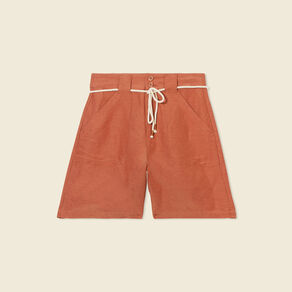 Bermuda large ceinturé orange femme