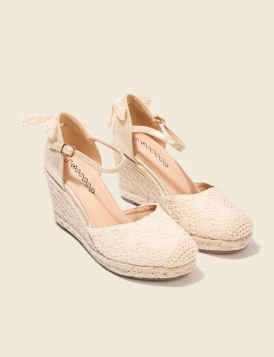 Espadrilles compensées creme femme