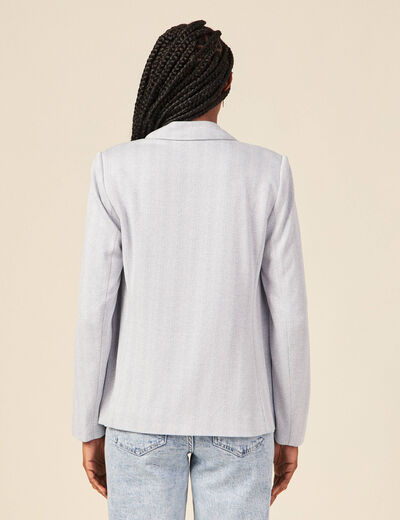 Veste blazer droite bleu gris femme