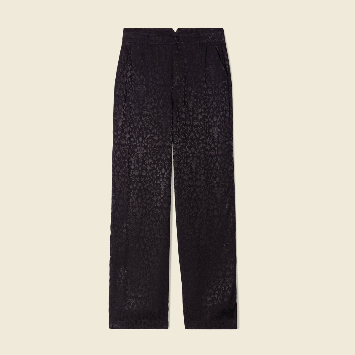 Pantalon large satin noir femme