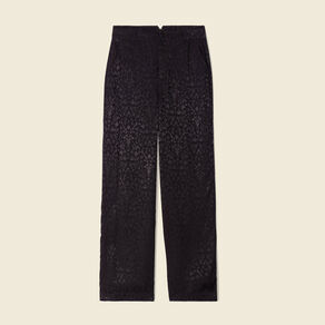 Pantalon large satin noir femme