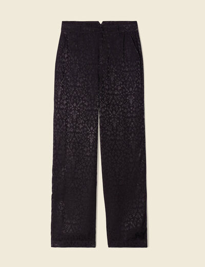 Pantalon large satin noir femme