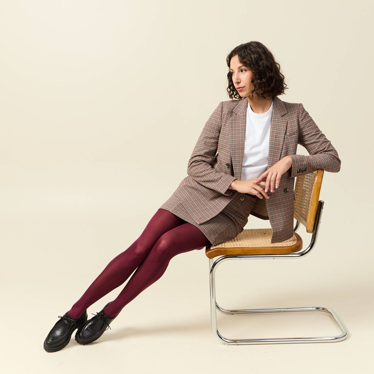 Jupe courte beige femme