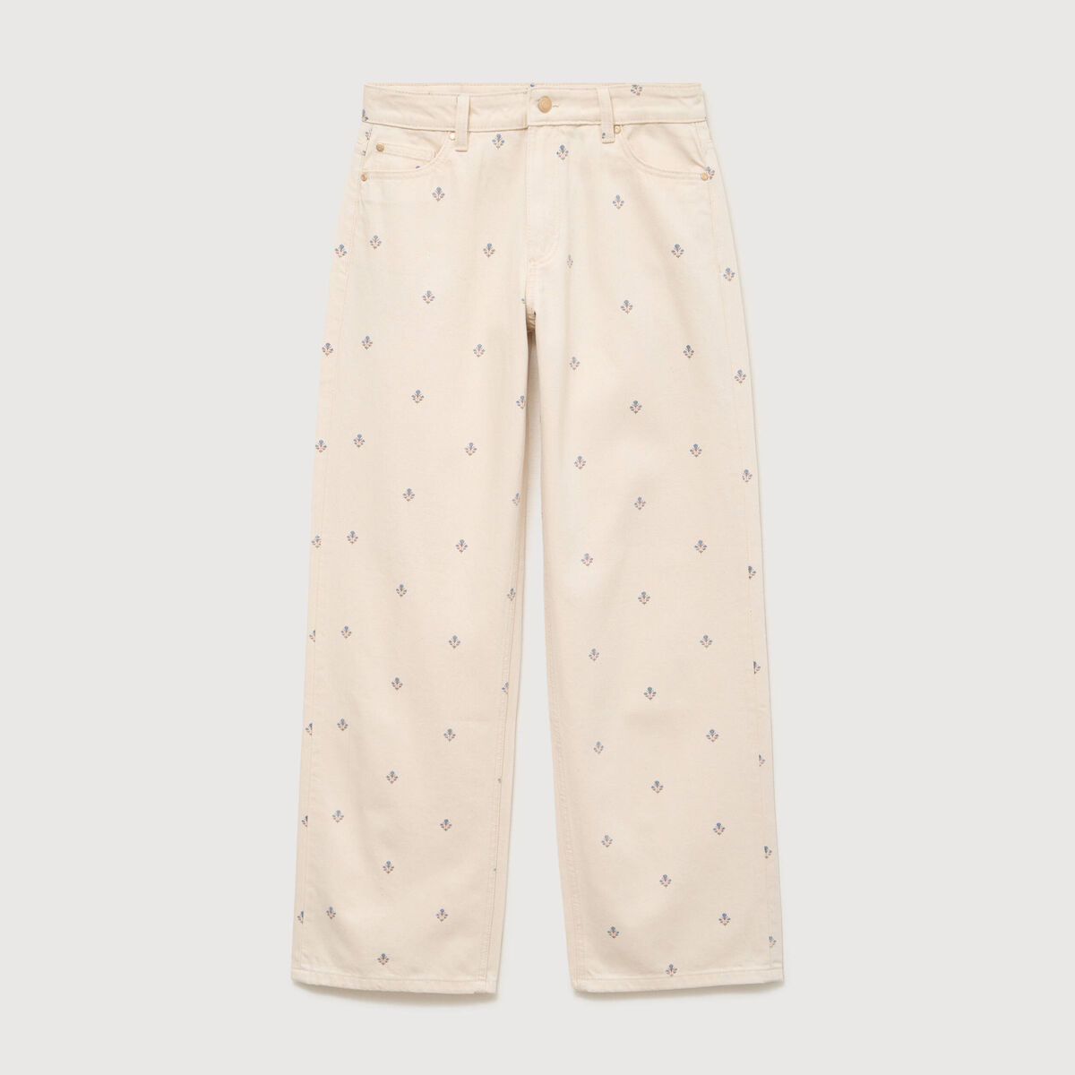 Jeans wide leg taille standard blanc femme