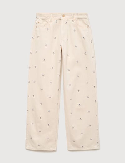 Jeans wide leg taille standard blanc femme