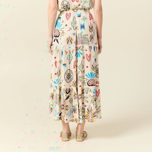 jupe longue evasee blanc femme Jupe longue évasée blanc femme