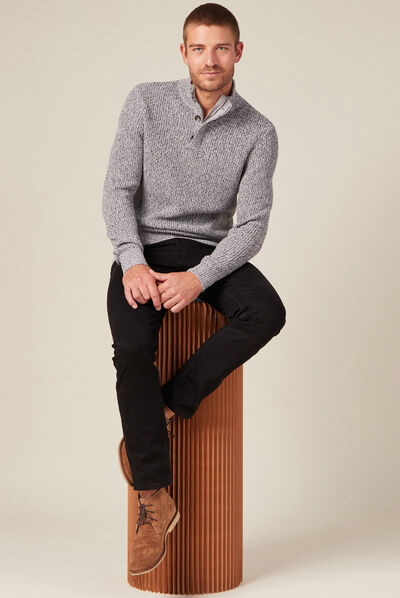 Pull manches longues gris foncé homme