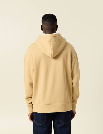Sweat à capuche doublée beige homme