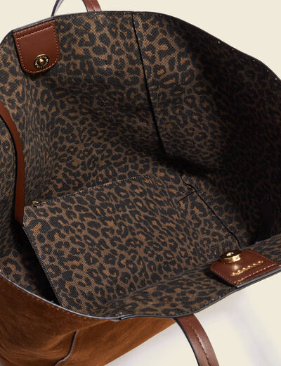 Cabas bandouli&egrave;re avec doublure marron fonc&eacute; femme