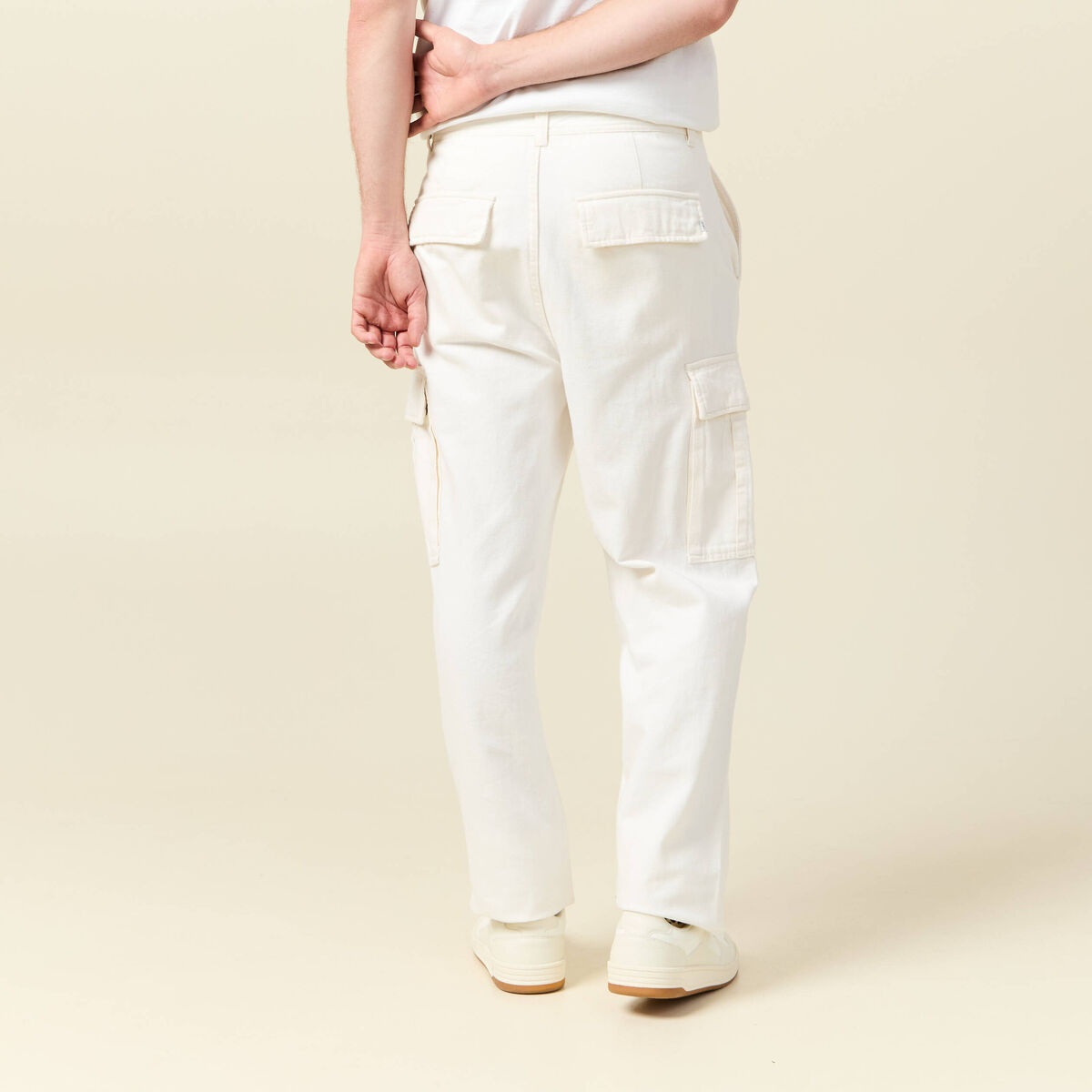 Pantalon cargo large longueur 32 ecru homme