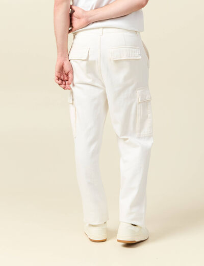 Pantalon cargo large longueur 32 ecru homme