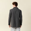 Manteau droit mi-long col montant gris fonc&eacute; homme