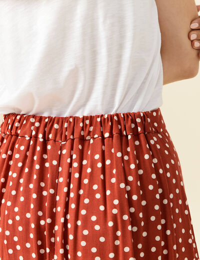 Jupe longue évasée fluide orange foncé femme