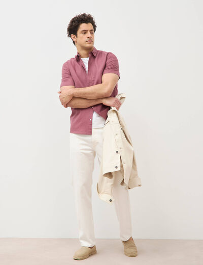 Chemise manches courtes vieux rose homme