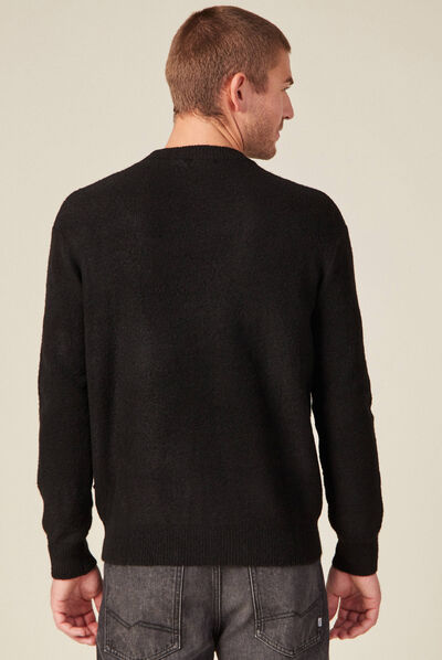 Pull manches longues noir homme
