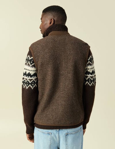 Gilet droit court sans manches marron fonc&eacute; homme