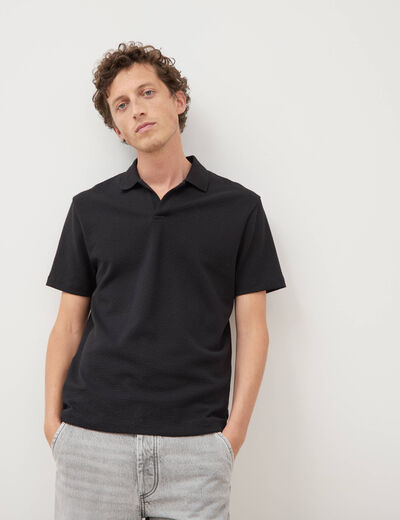 Polo droit col polo manches courtes noir homme