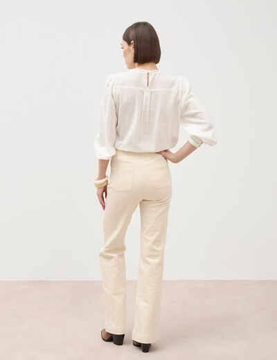 Jeans flare &agrave; pont denim blanc femme