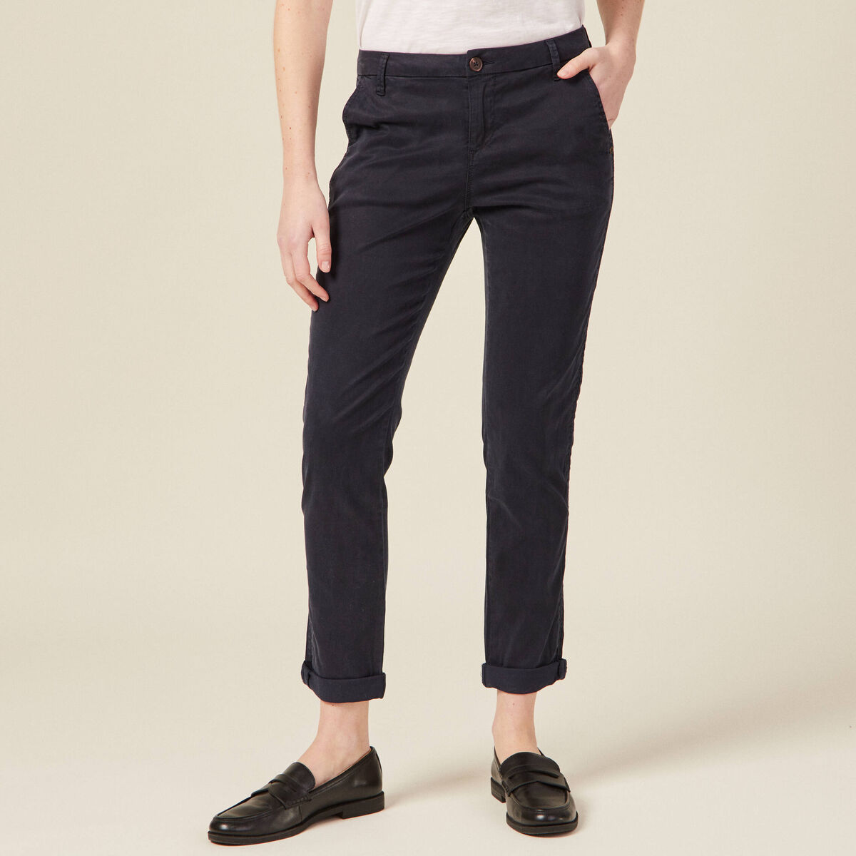 Pantalon chino Instinct bleu foncé femme