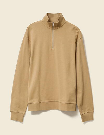 Sweat manches longues en coton beige homme