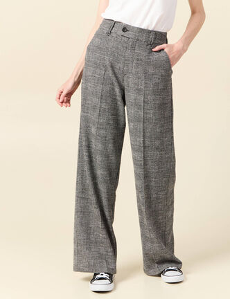 Pantalon large à pinces noir femme