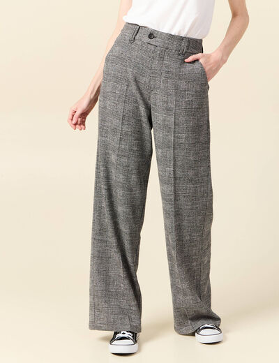 Pantalon large à pinces noir femme